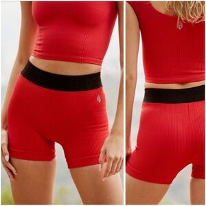 Free People Movement Happiness Runs Prajna High Rise Ribbed Knit Shorts